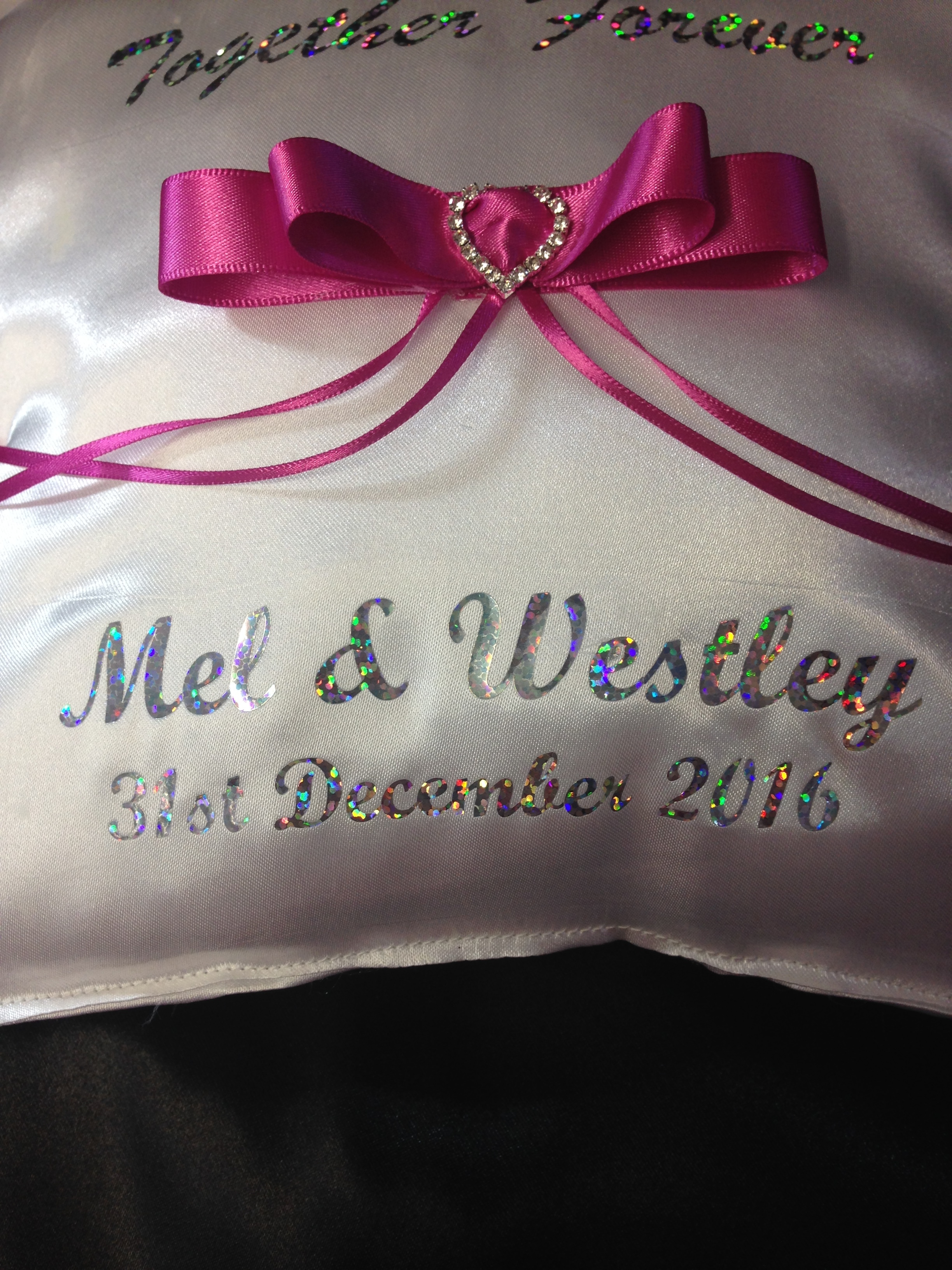 Personalised wedding ring cushion pillow with rings holder box ~ | eBay